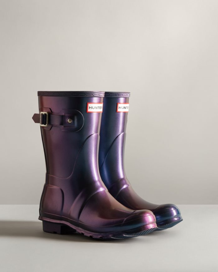 Blue Women's Hunter Nebula Short Rain Boots | 5WhFup70