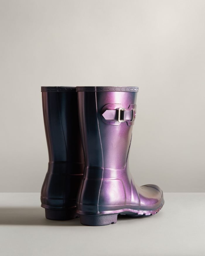 Blue Women's Hunter Nebula Short Rain Boots | 5WhFup70