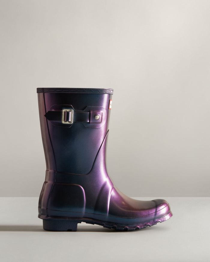 Blue Women's Hunter Nebula Short Rain Boots | 5WhFup70