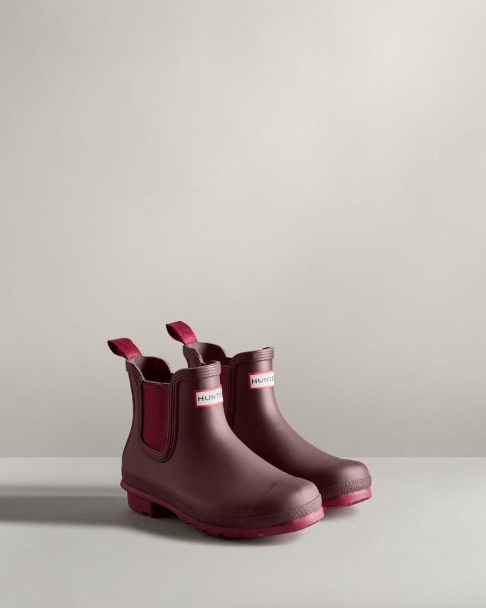 Brown / Burgundy Women's Hunter Original Chelsea Boots | jtV9yc3L