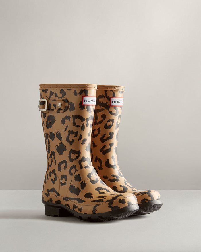 Brown Kids' Hunter Hybrid Leopard Print Rain Boots | yJkCkYuG