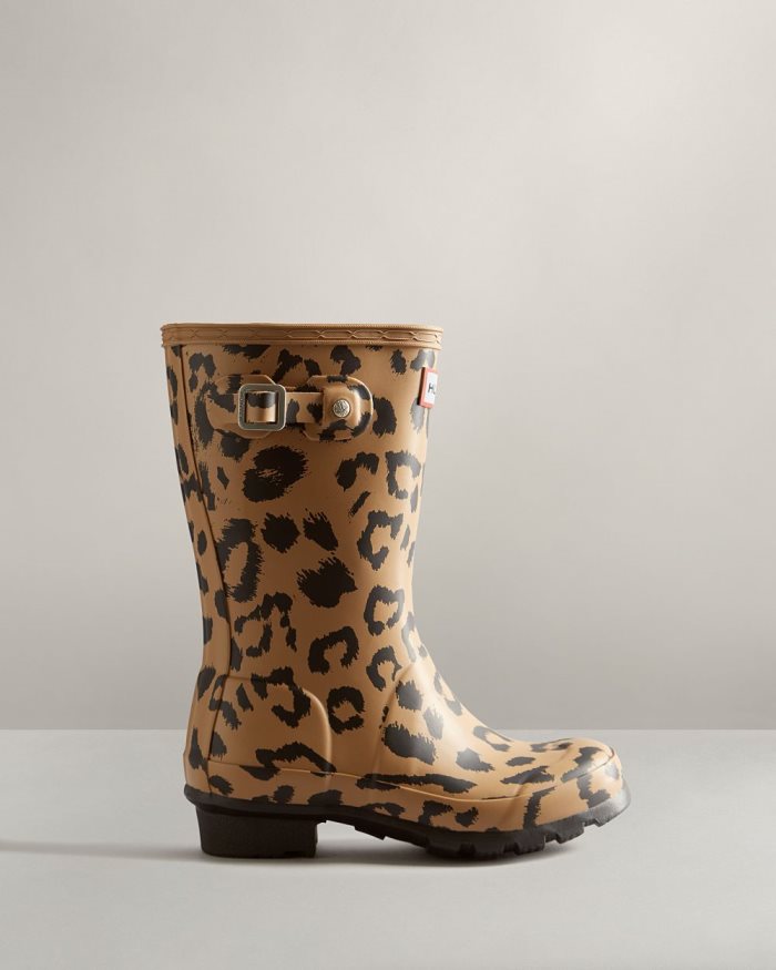 Brown Kids\' Hunter Hybrid Leopard Print Rain Boots | yJkCkYuG