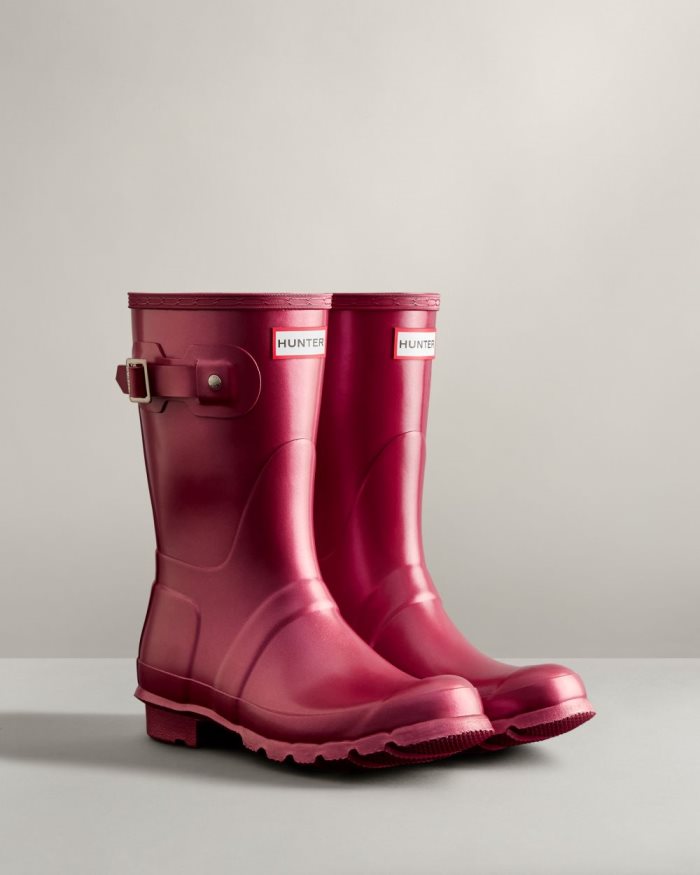 Burgundy Women's Hunter Nebula Short Rain Boots | 8CxSfr97