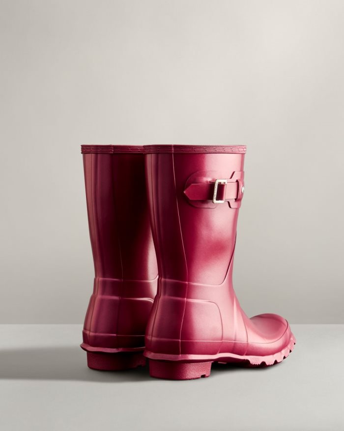 Burgundy Women's Hunter Nebula Short Rain Boots | 8CxSfr97