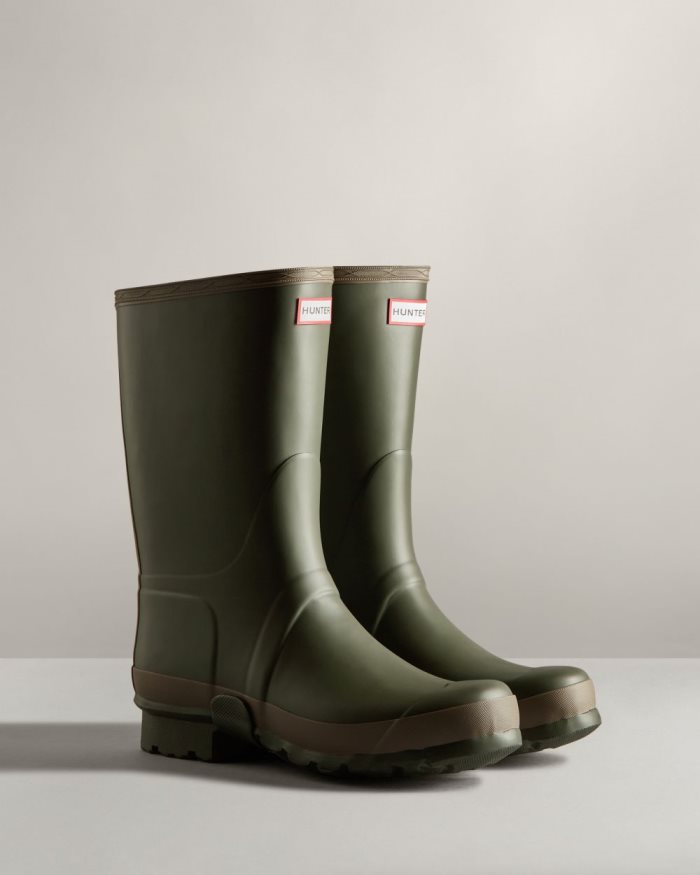 Dark Olive / Brown Men's Hunter Gardener Rain Boots | qujy5YyI