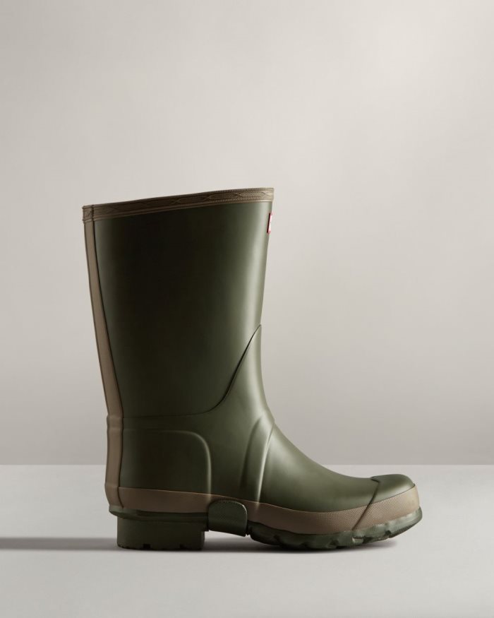 Dark Olive / Brown Men's Hunter Gardener Rain Boots | qujy5YyI