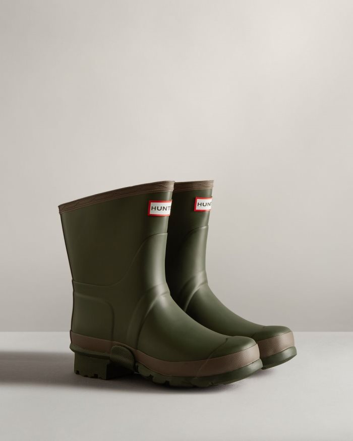 Dark Olive / Brown Women's Hunter Gardener Short Rain Boots | GFV9Yyci