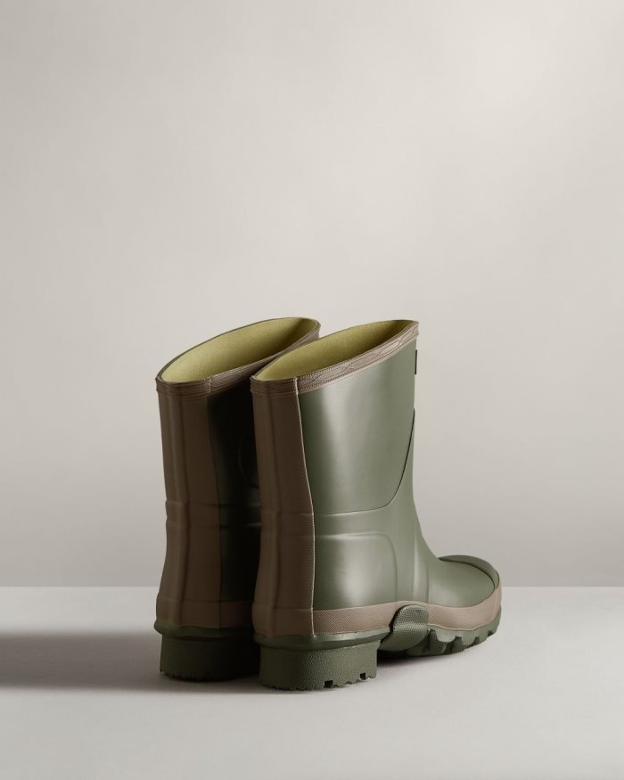 Dark Olive / Brown Women's Hunter Gardener Short Rain Boots | GFV9Yyci