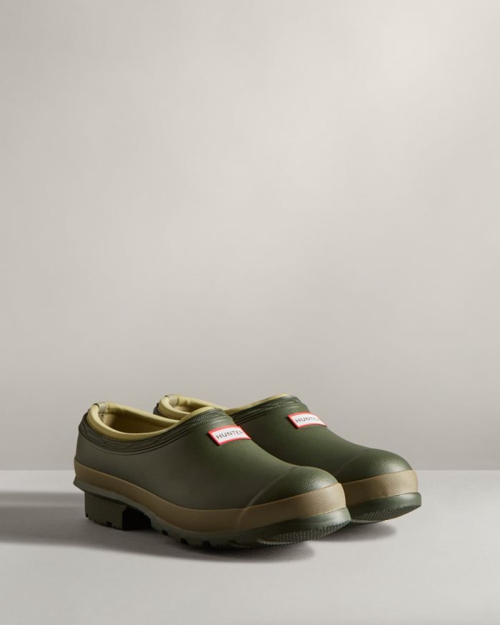 Dark Olive / Brown Women's Hunter Gardener Clogs | GWRyGLvs