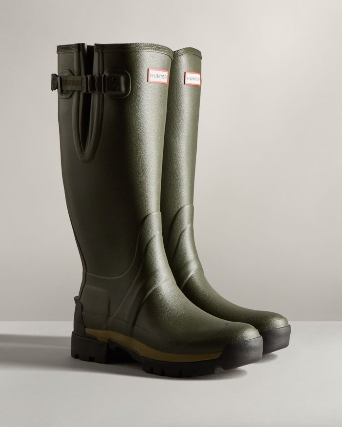 Dark Olive Men's Hunter Balmoral Adjustable 3mm Neoprene Rain Boots | ieByn7nq