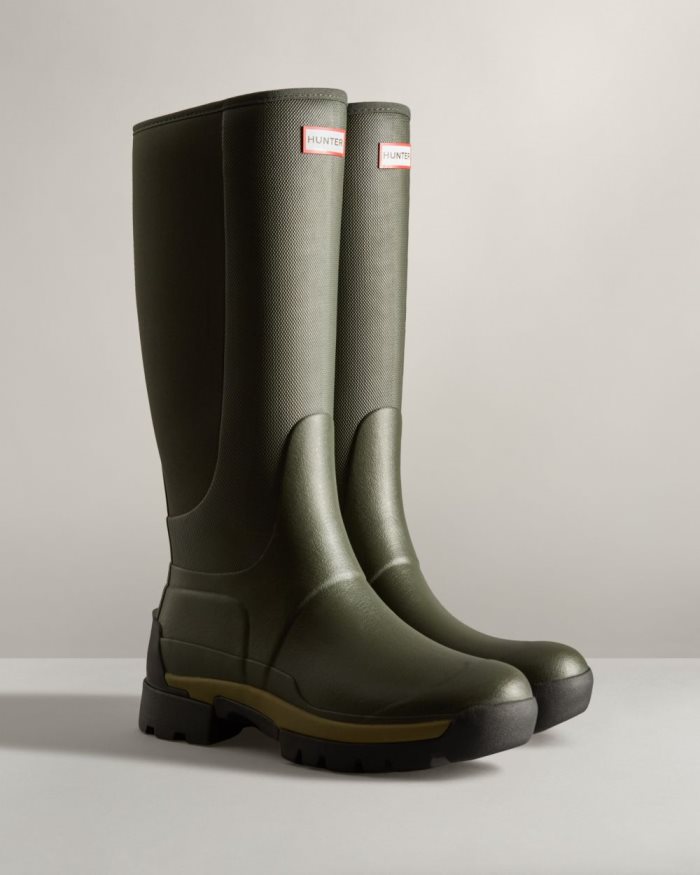 Dark Olive Men's Hunter Balmoral Field Hybrid Tall Rain Boots | sQEqMMRl