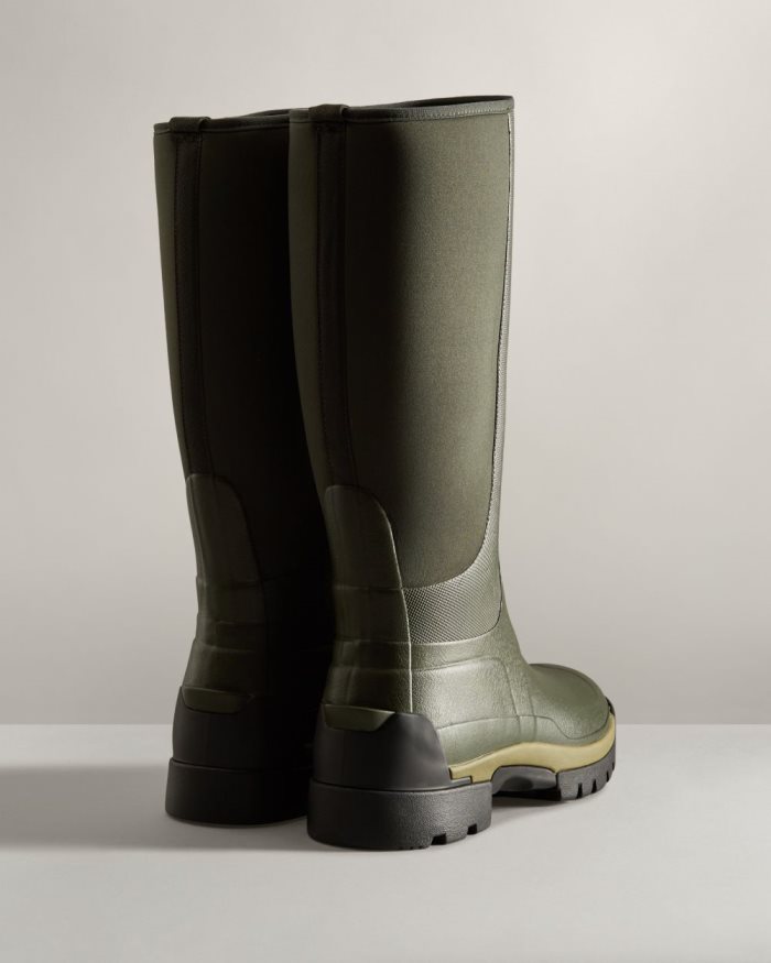 Dark Olive Men's Hunter Balmoral Field Hybrid Tall Rain Boots | sQEqMMRl