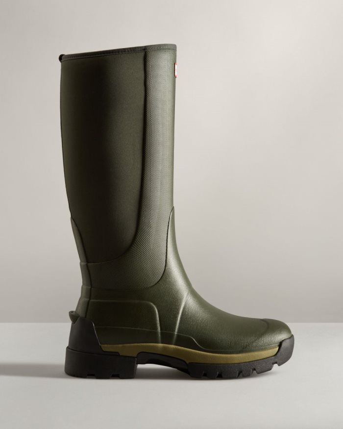 Dark Olive Men\'s Hunter Balmoral Field Hybrid Tall Rain Boots | sQEqMMRl