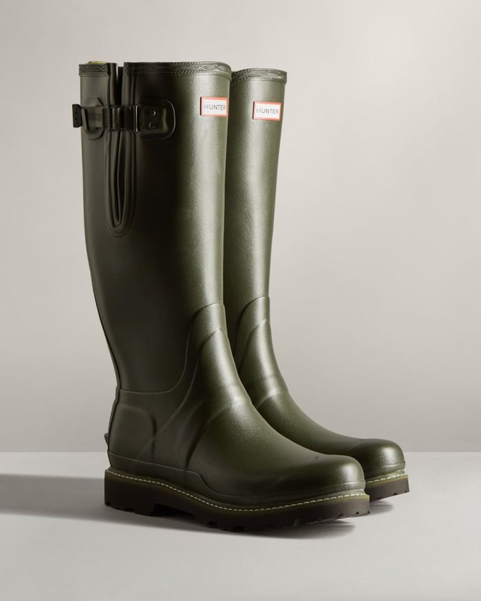 Dark Olive Men's Hunter Balmoral Side Adjustable Rain Boots | sjvUFJZ2