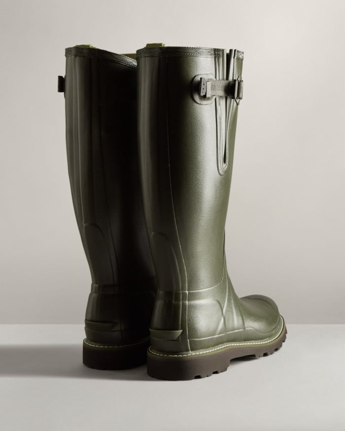 Dark Olive Men's Hunter Balmoral Side Adjustable Rain Boots | sjvUFJZ2