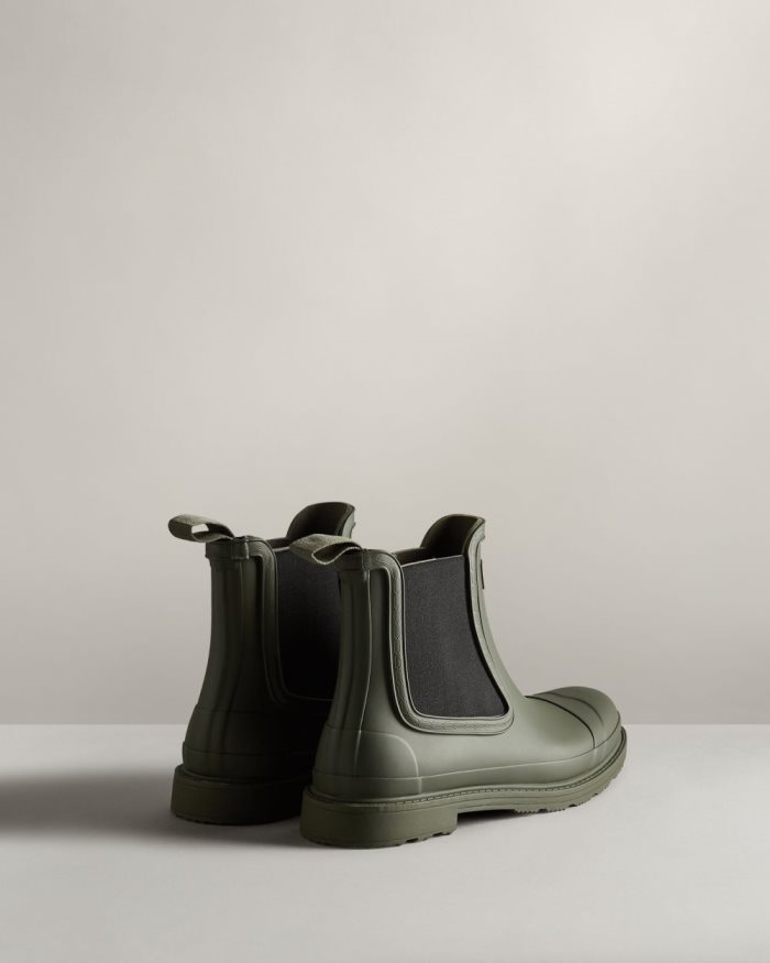 Dark Olive Men's Hunter Commando Chelsea Boots | WWhiSuZV