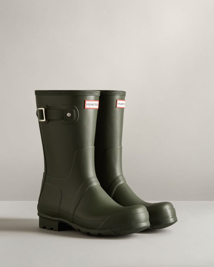 Dark Olive Men's Hunter Original Short Rain Boots | 3ZLNvXEc