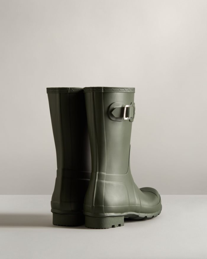 Dark Olive Men's Hunter Original Short Rain Boots | 3ZLNvXEc