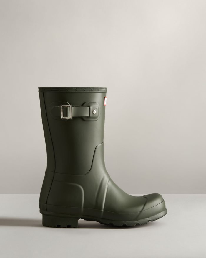 Dark Olive Men's Hunter Original Short Rain Boots | 3ZLNvXEc