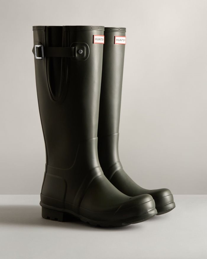 Dark Olive Men's Hunter Tall Side Adjustable Rain Boots | B3GiYrPH