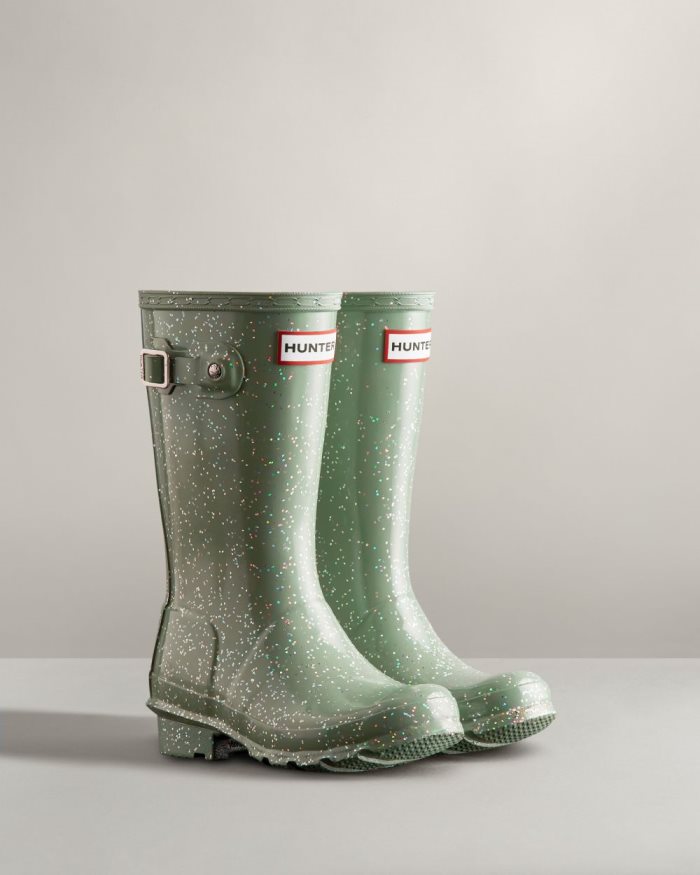 Green Kids' Hunter Giant Glitter Rain Boots | p9ptqZNN