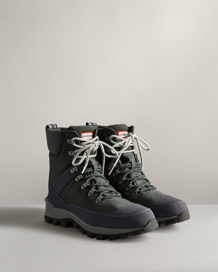 Green / Navy Men's Hunter Insulated Recycled Polyester Commando Ankle Boots | 38H7aXQV