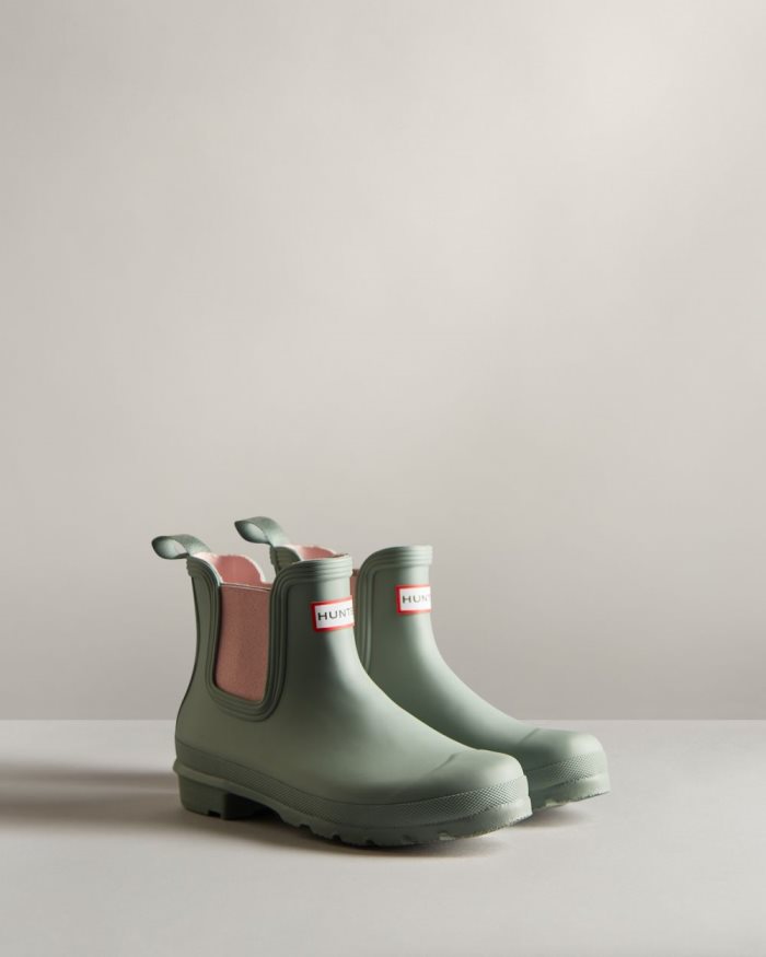 Green / Pink Women's Hunter Original Rain Boots | uBOiwxBS