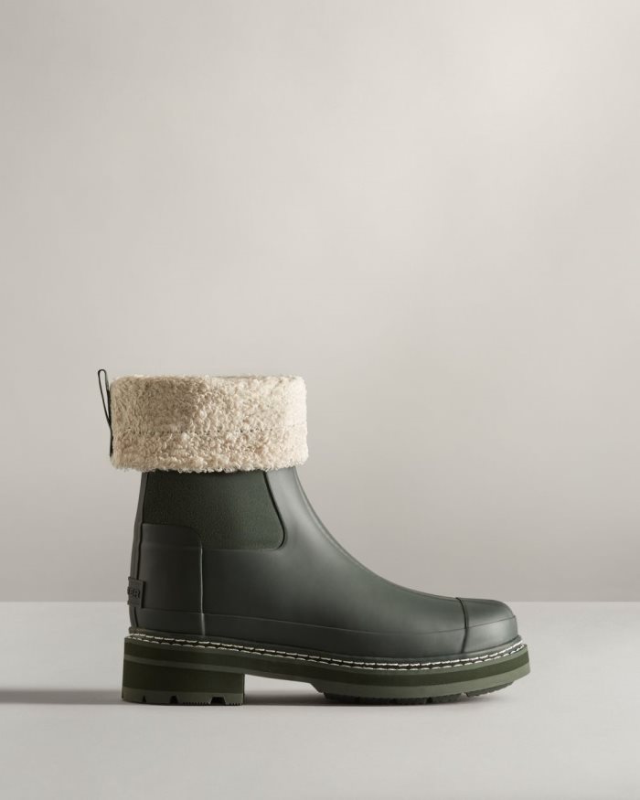 Green Women's Hunter Refined Stitch Roll Top Sherpa Boots | vtQJD4bR