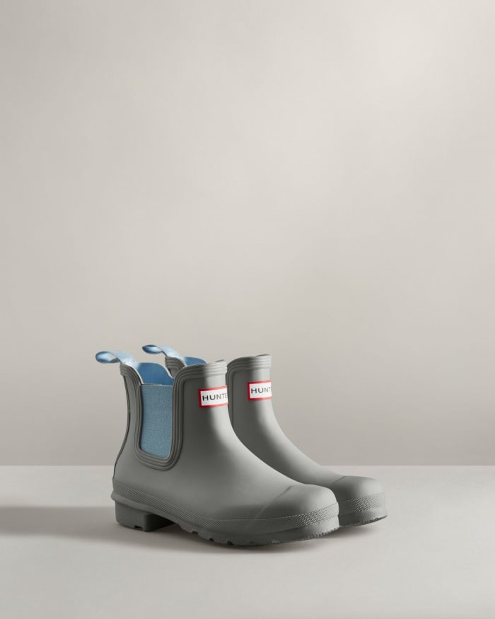 Grey / Blue Women's Hunter Original Chelsea Boots | QdqKP9NL