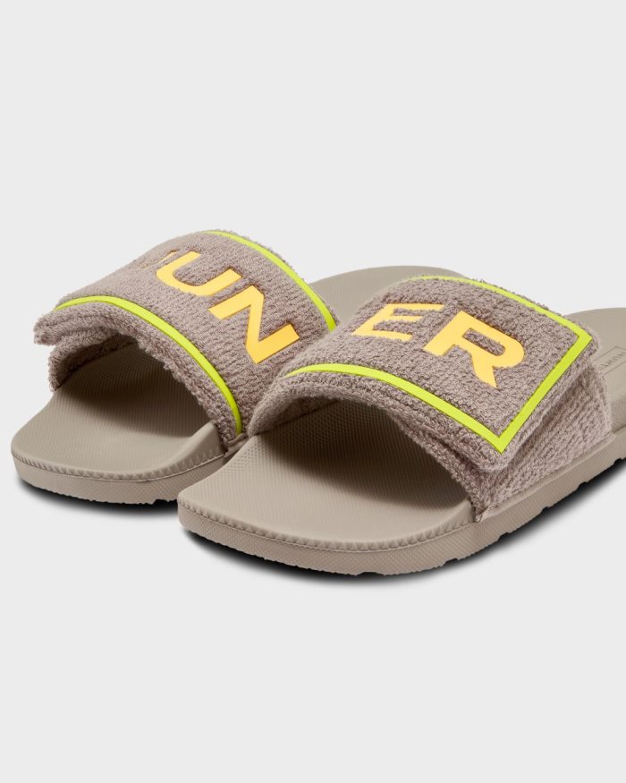 Grey Men's Hunter Terry Towelling Logo Adjustable Slides | re73D2cq