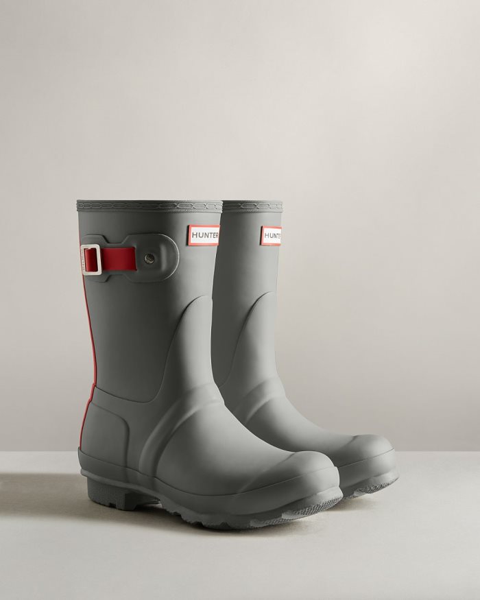 Grey / Red Women's Hunter Short Insulated Rain Boots | nDpI8eWO