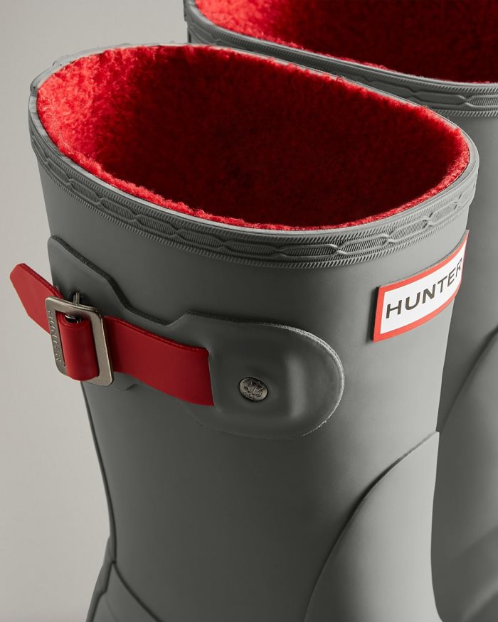 Grey / Red Women's Hunter Short Insulated Rain Boots | nDpI8eWO