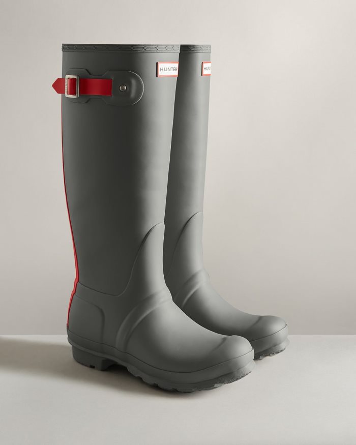 Grey / Red Women's Hunter Tall Insulated Rain Boots | FuErlVbr