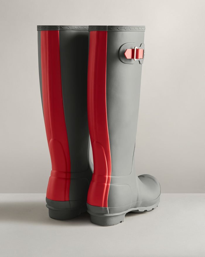 Grey / Red Women's Hunter Tall Insulated Rain Boots | FuErlVbr