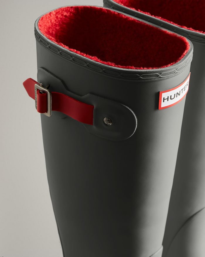 Grey / Red Women's Hunter Tall Insulated Rain Boots | FuErlVbr