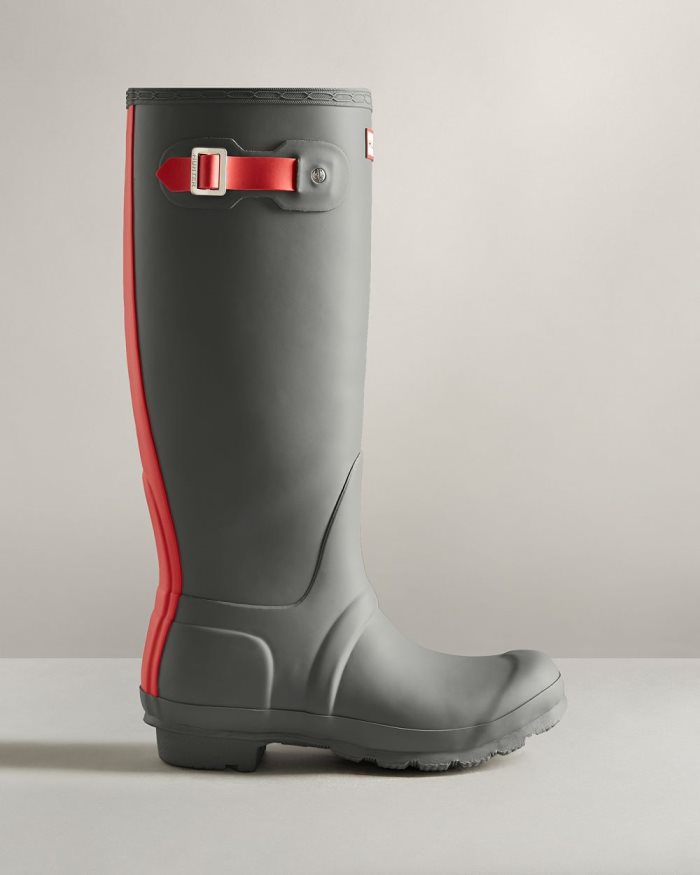 Grey / Red Women's Hunter Tall Insulated Rain Boots | FuErlVbr