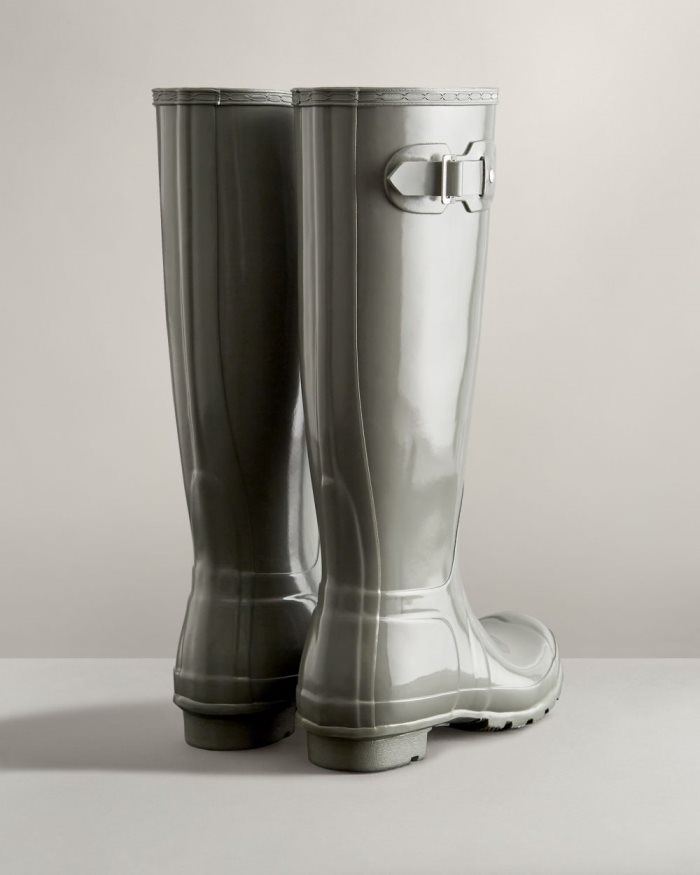 Grey Women's Hunter Original Tall Gloss Rain Boots | lxH8Ywx7