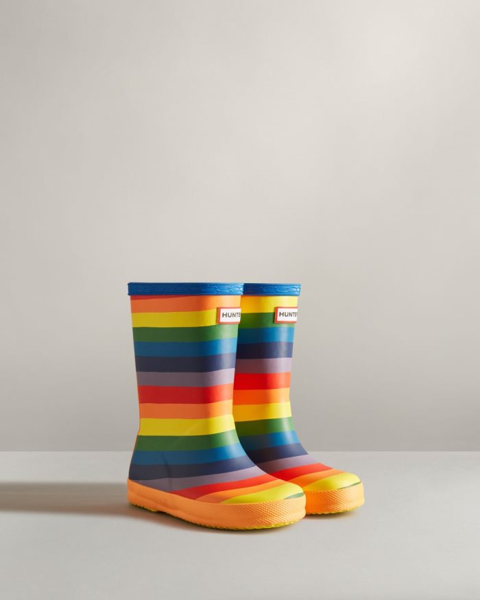 Multicolor Kids' Hunter First Classic Rainbow Rain Boots | FGt1K4Xr