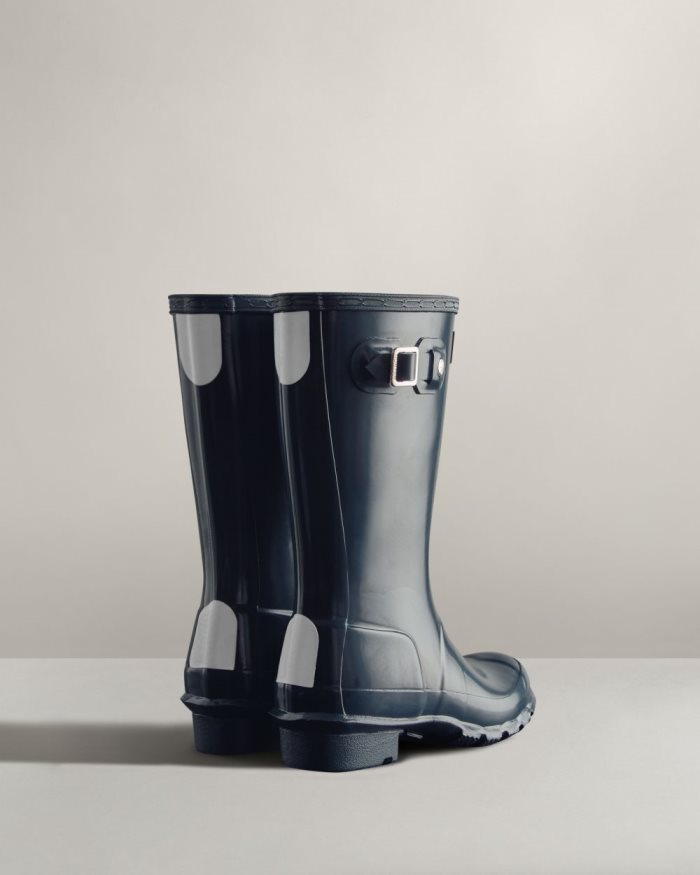 Navy Kids' Hunter Original Gloss Rain Boots | Plinc5yh