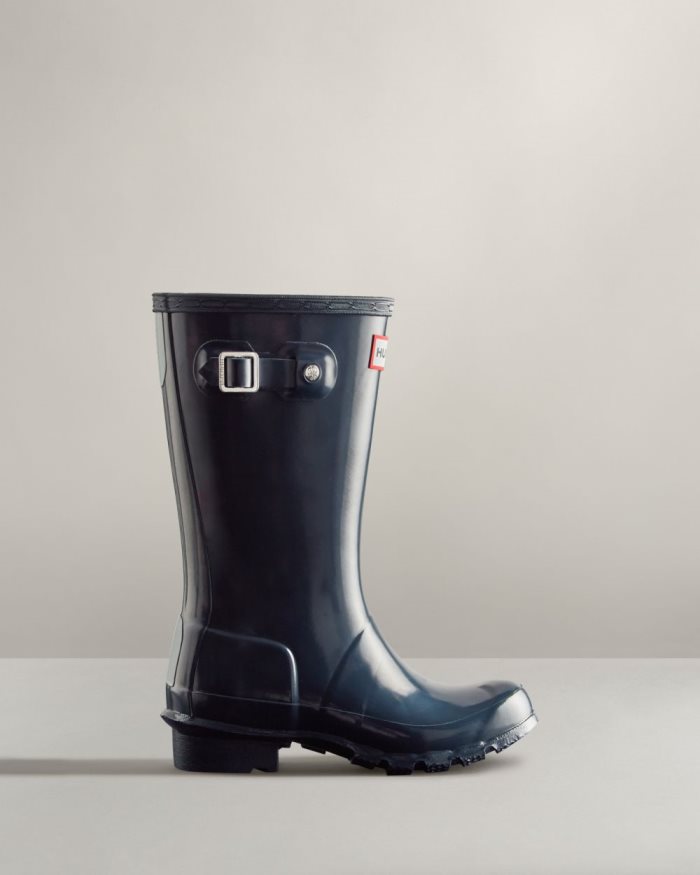 Navy Kids' Hunter Original Gloss Rain Boots | Plinc5yh