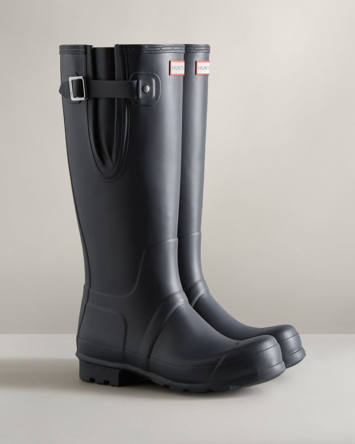 Navy Men's Hunter Tall Side Adjustable Rain Boots | 4BXAt70M