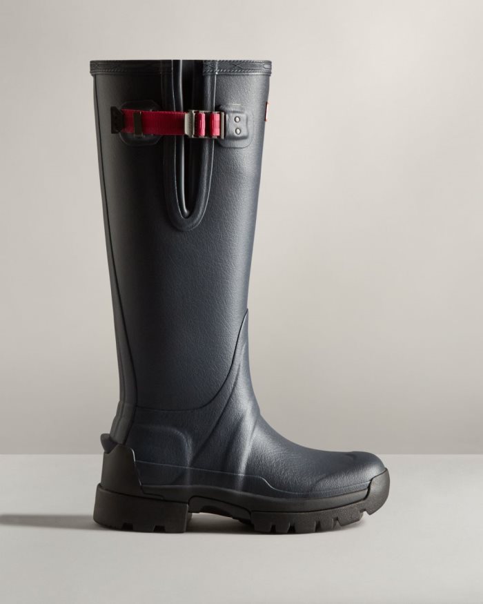 Navy / Red Women's Hunter Balmoral Adjustable 3mm Neoprene Rain Boots | JClKtini