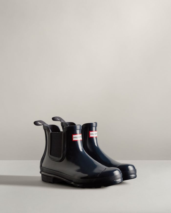 Navy Women's Hunter Original Gloss Rain Boots | el7K5Fvu