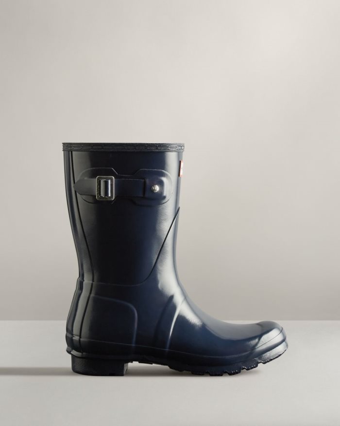 Navy Women's Hunter Original Short Gloss Rain Boots | gjx5hkLp