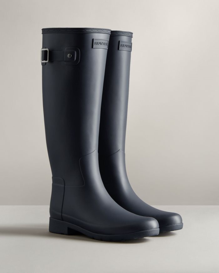 Navy Women's Hunter Refined Slim Fit Tall Rain Boots | igaRYRtw