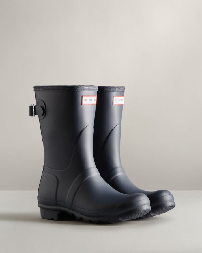 Navy Women's Hunter Short Back Adjustable Rain Boots | 1xn1UfwH