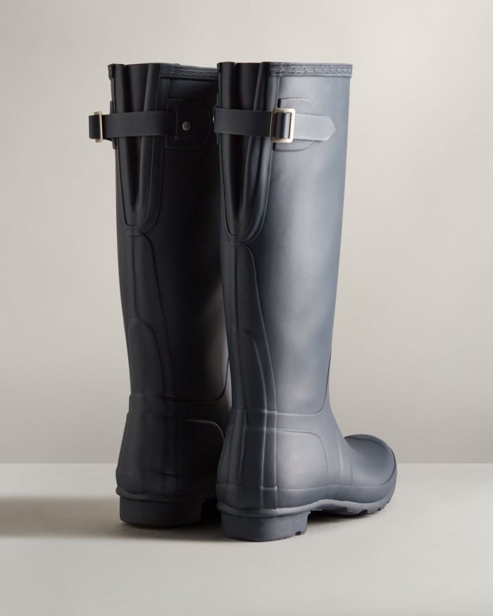 Navy Women's Hunter Tall Back Adjustable Rain Boots | MlhC0siP