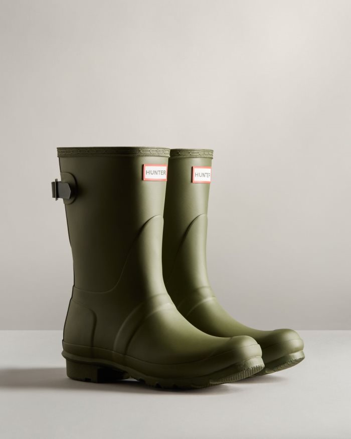 Olive / Green Women's Hunter Short Back Adjustable Rain Boots | LLrjbZ6U