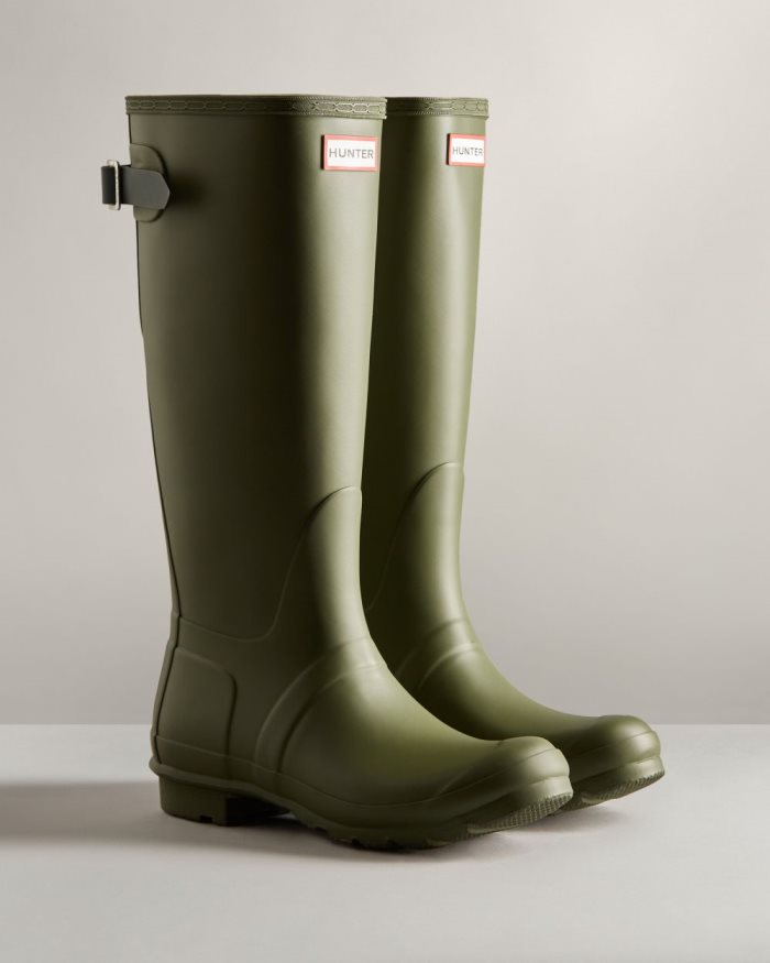 Olive / Green Women's Hunter Tall Back Adjustable Rain Boots | 9IqxJgFw