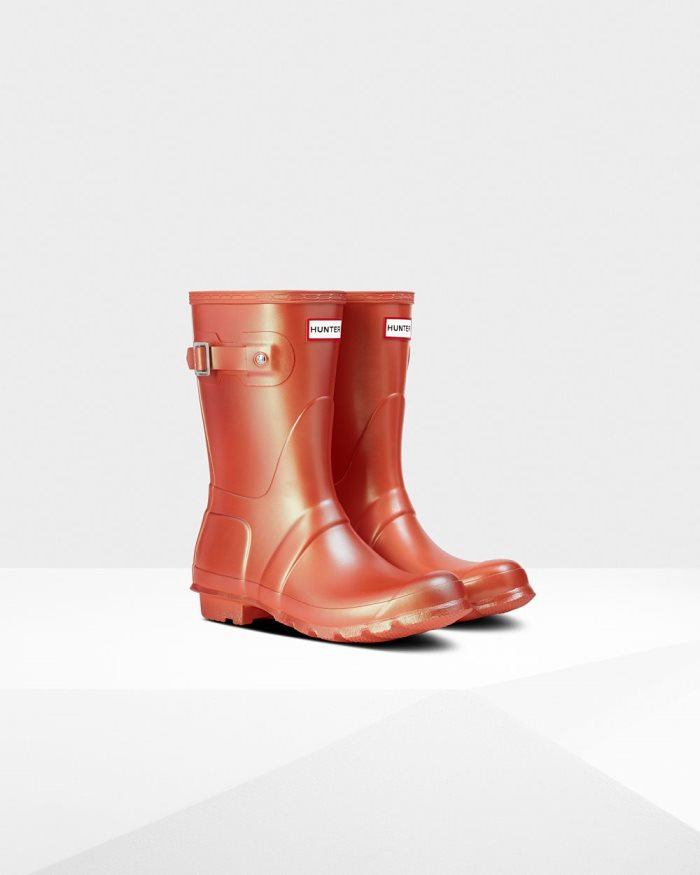 Orange Women's Hunter Nebula Short Rain Boots | pL96oojl